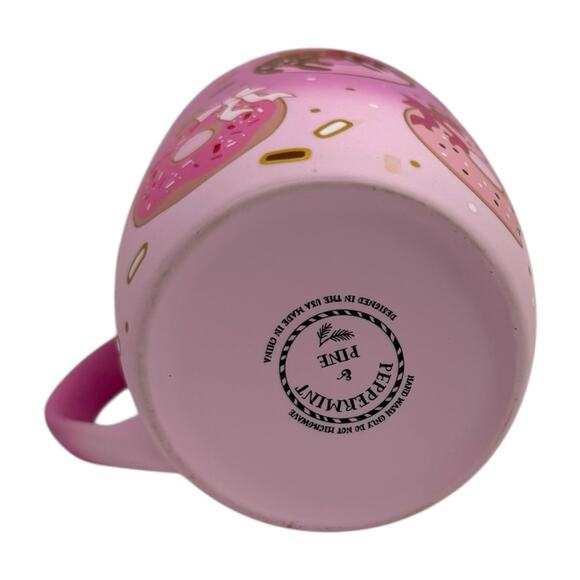 Peppermint & Pine Pink Donuts Soft Touch Coffee Cocoa Mug EUC Gift Fast Ship - Picture 6 of 8